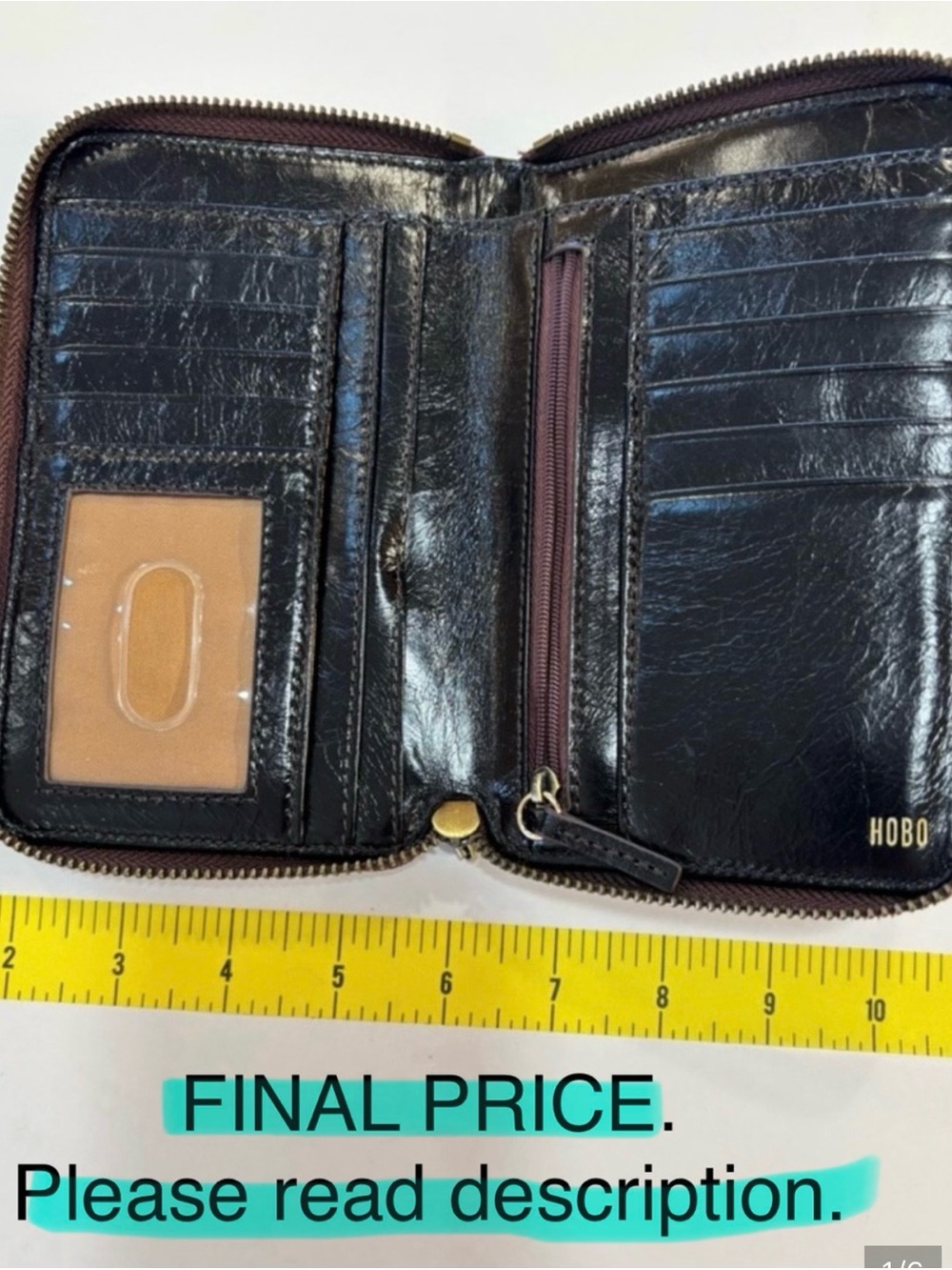 HOBO Oxblood (very dark burgundy) Leather Zip Wallet